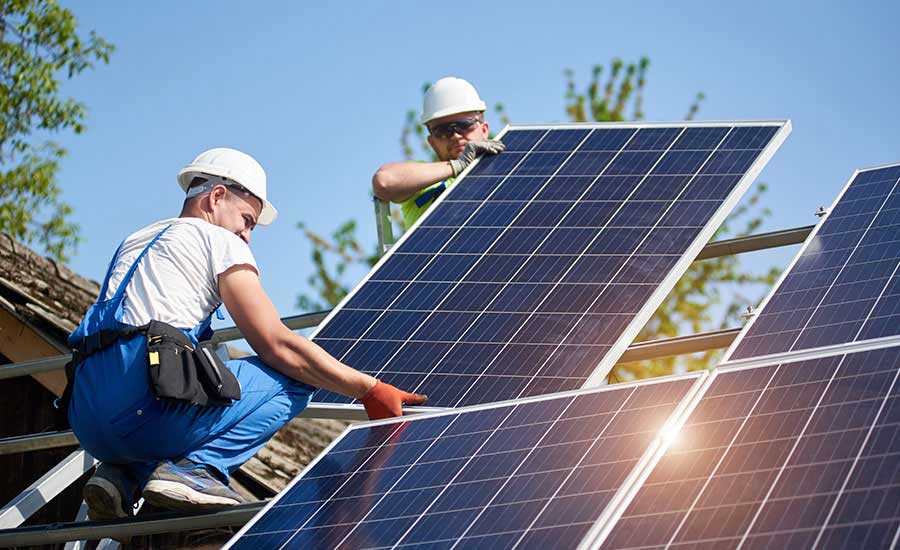 engineers carry the solar plats